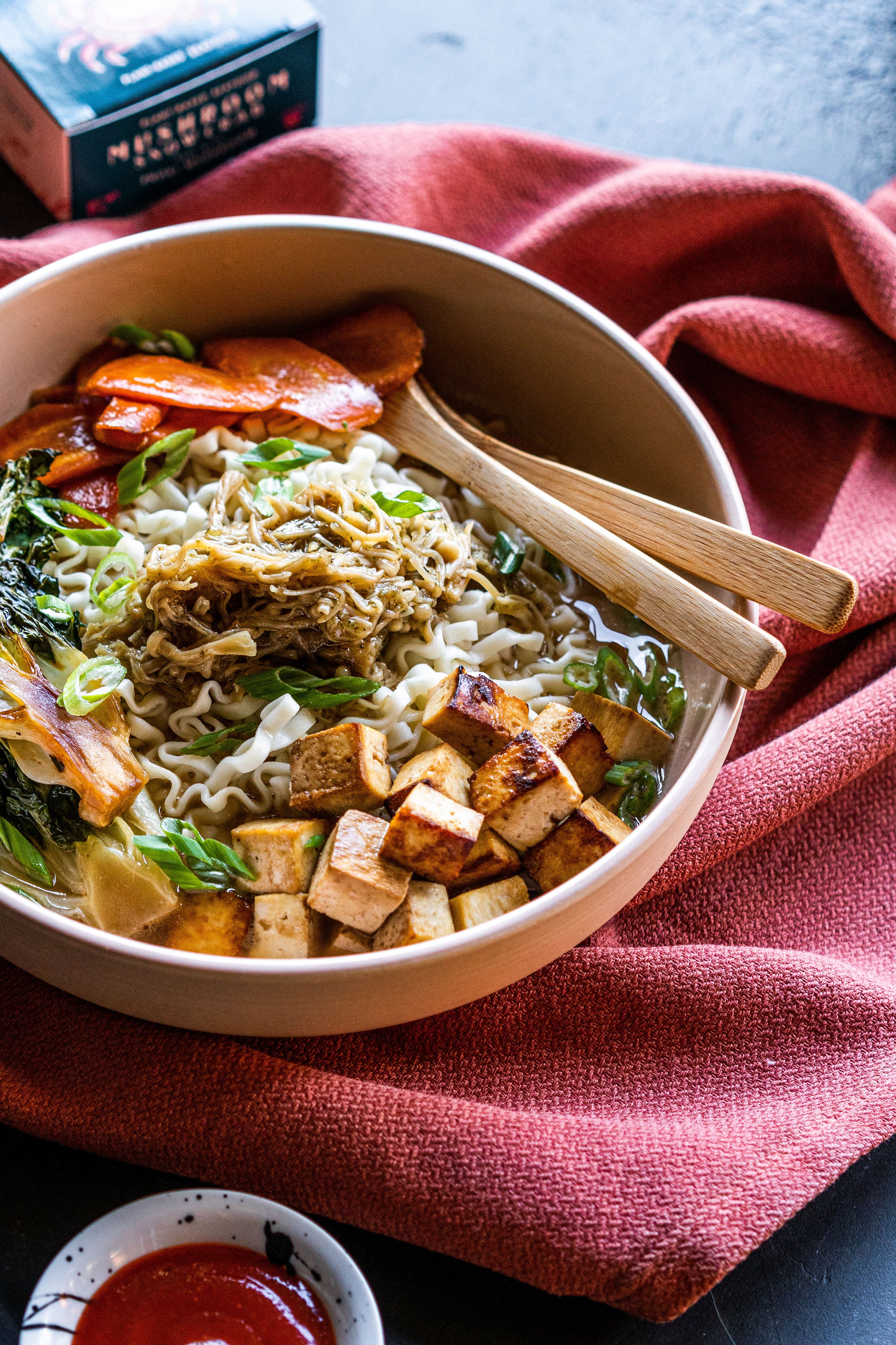 Vegan Ramen with Enoki Mushroom Snow Crab